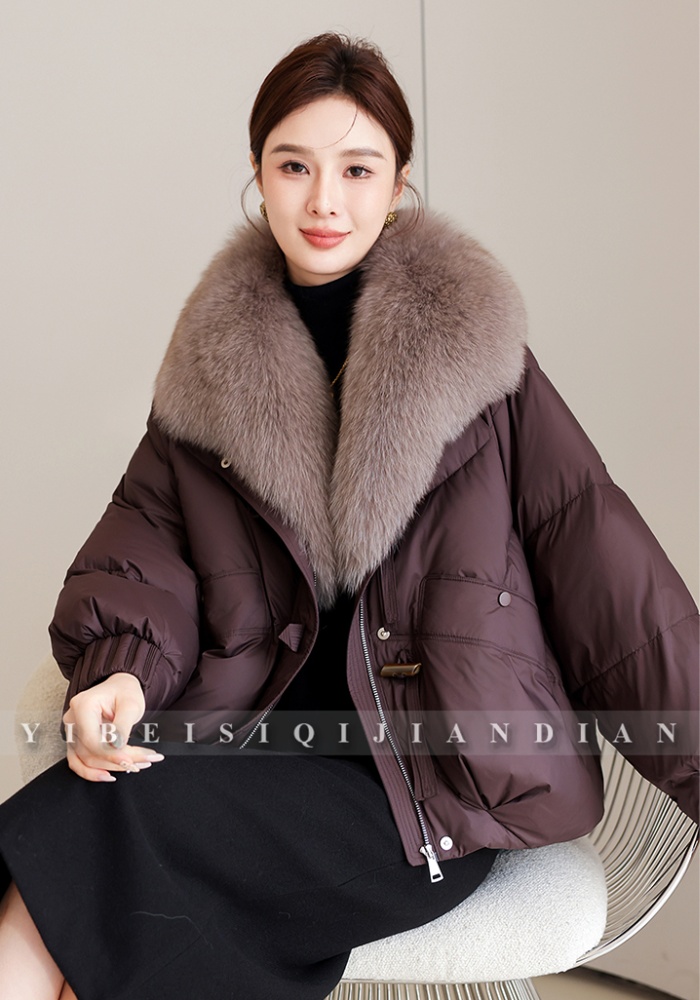Thick winter cotton coat down fur collar coat for women