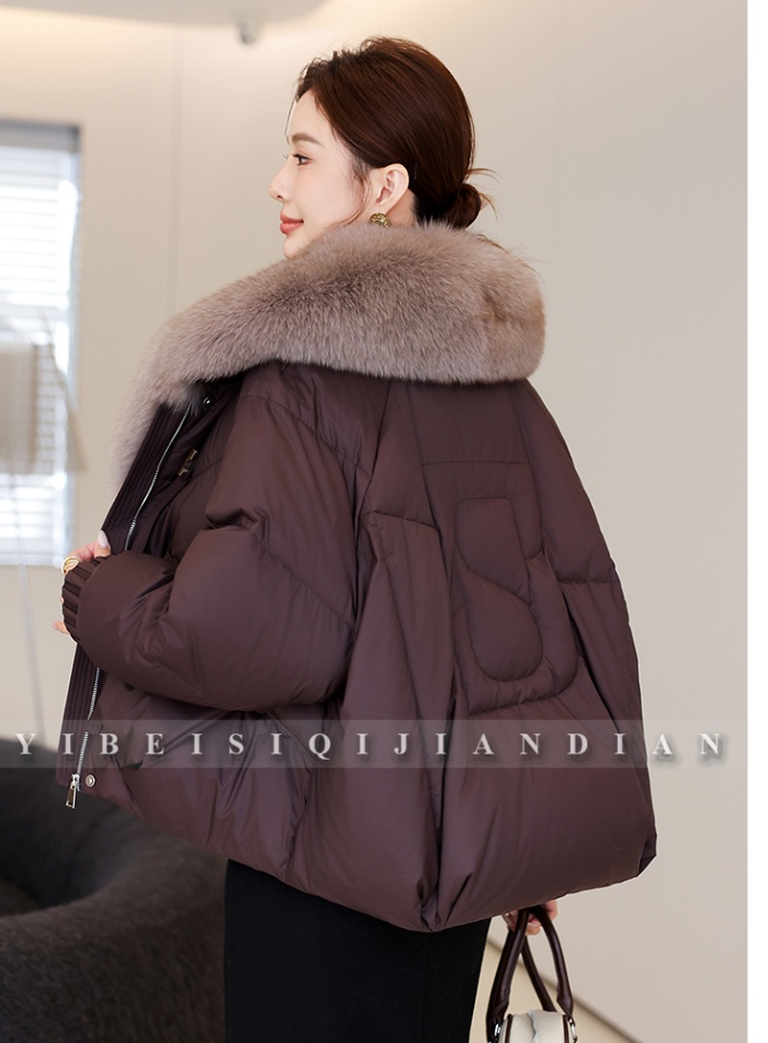 Thick winter cotton coat down fur collar coat for women