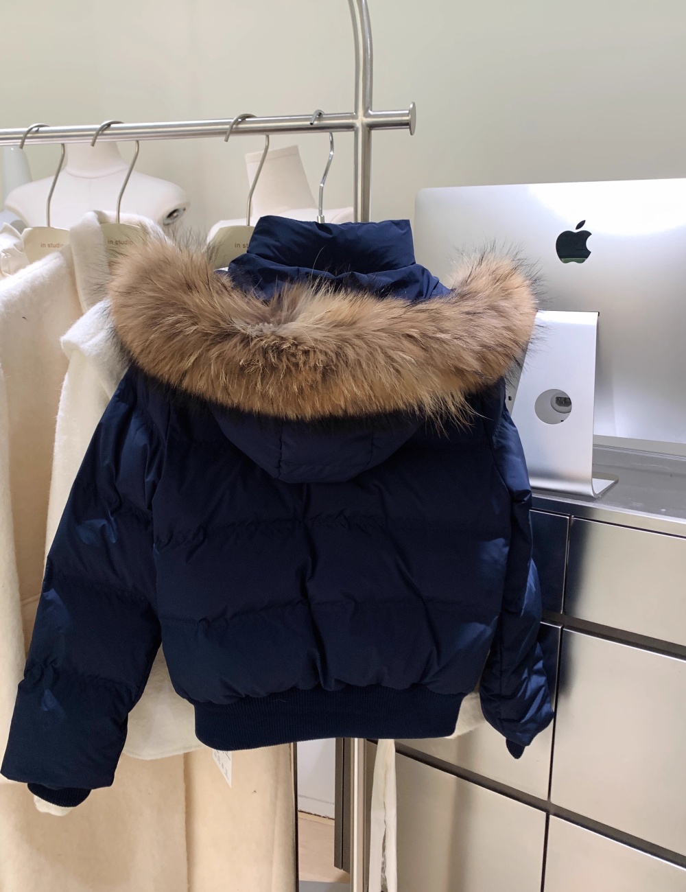 Hooded large fur collar cotton coat pure students jacket