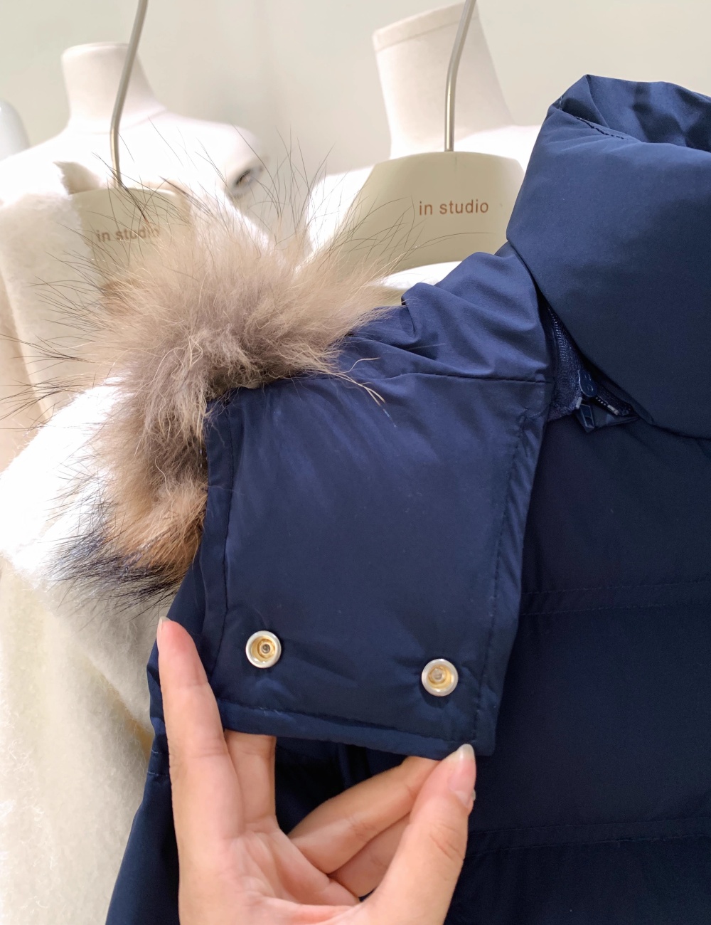 Hooded large fur collar cotton coat pure students jacket