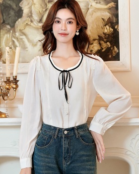 Bow long sleeve shirt bandage tops for women