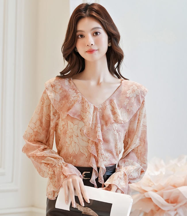 Tender chiffon shirt autumn shirt for women
