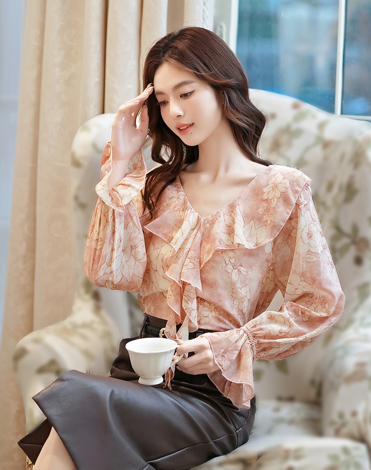 Tender chiffon shirt autumn shirt for women
