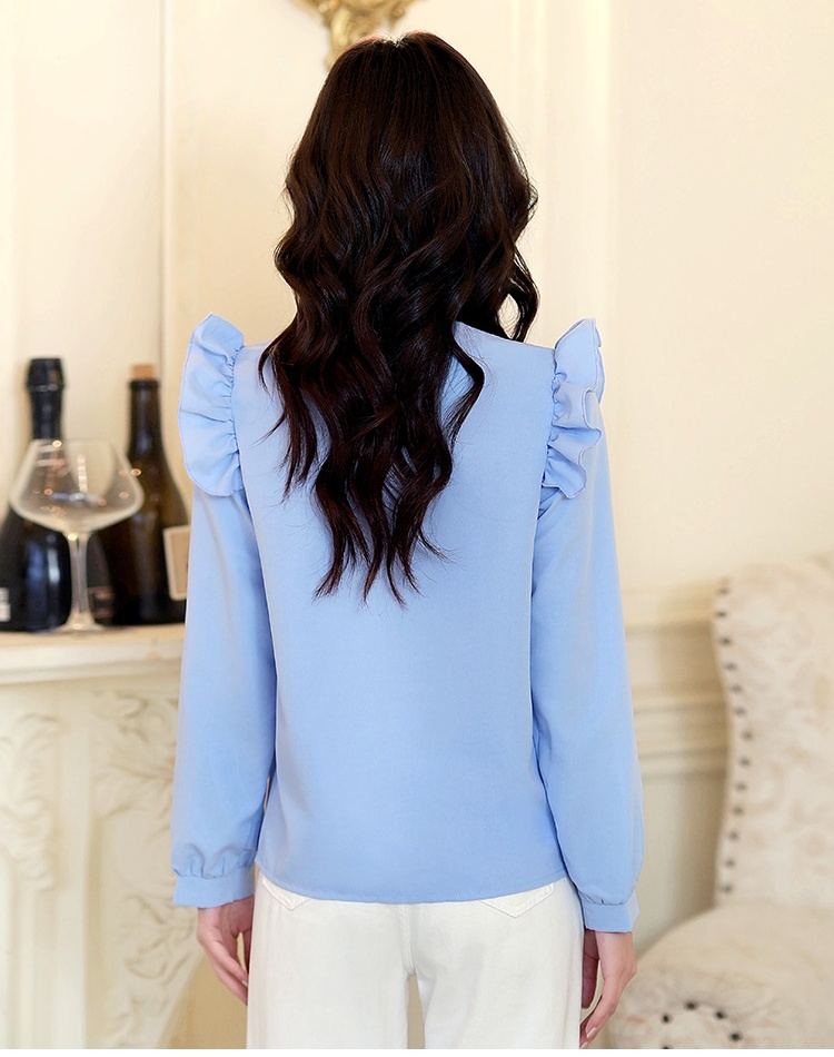 Show young France style tops V-neck small shirt for women