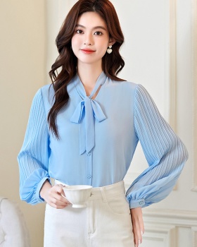 Organ lantern sleeve shirt streamer chiffon tops for women