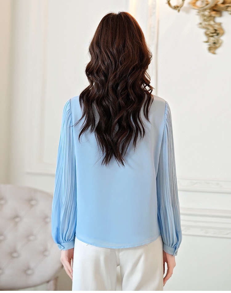Organ lantern sleeve shirt streamer chiffon tops for women