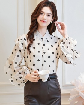 Polka dot fashion chiffon shirt autumn small shirt