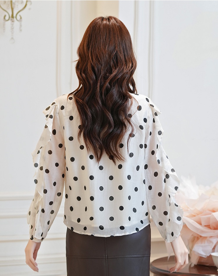 Polka dot fashion chiffon shirt autumn small shirt