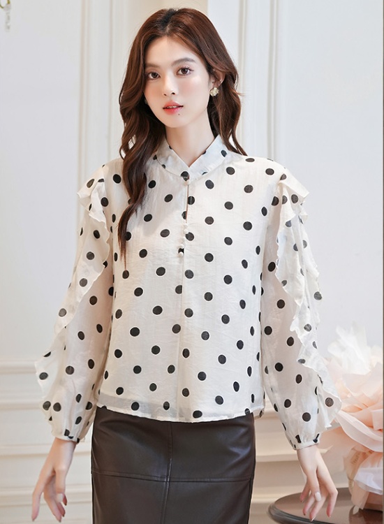 Polka dot fashion chiffon shirt autumn small shirt