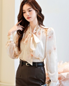 Streamer bow tops bronzing shirt for women