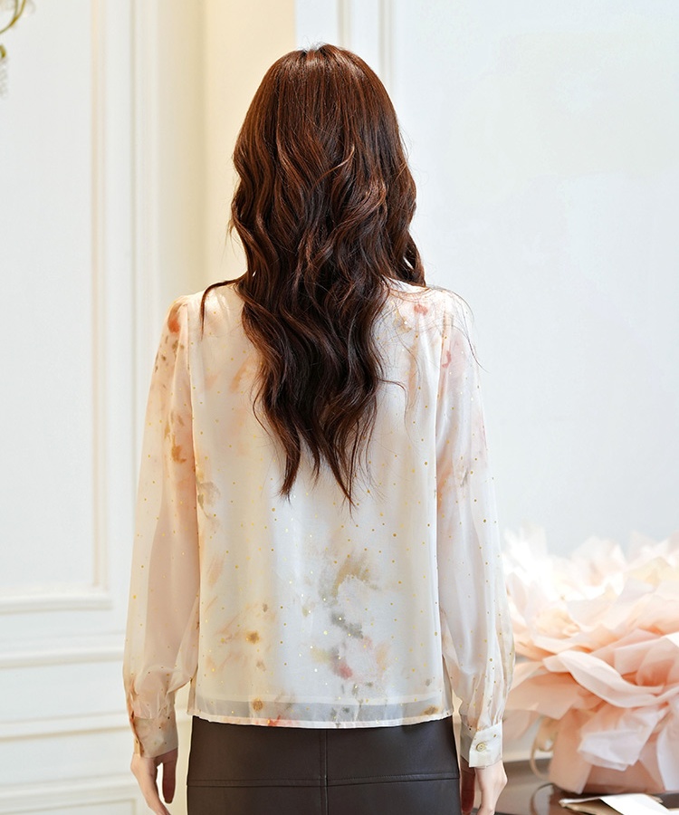 Streamer bow tops bronzing shirt for women