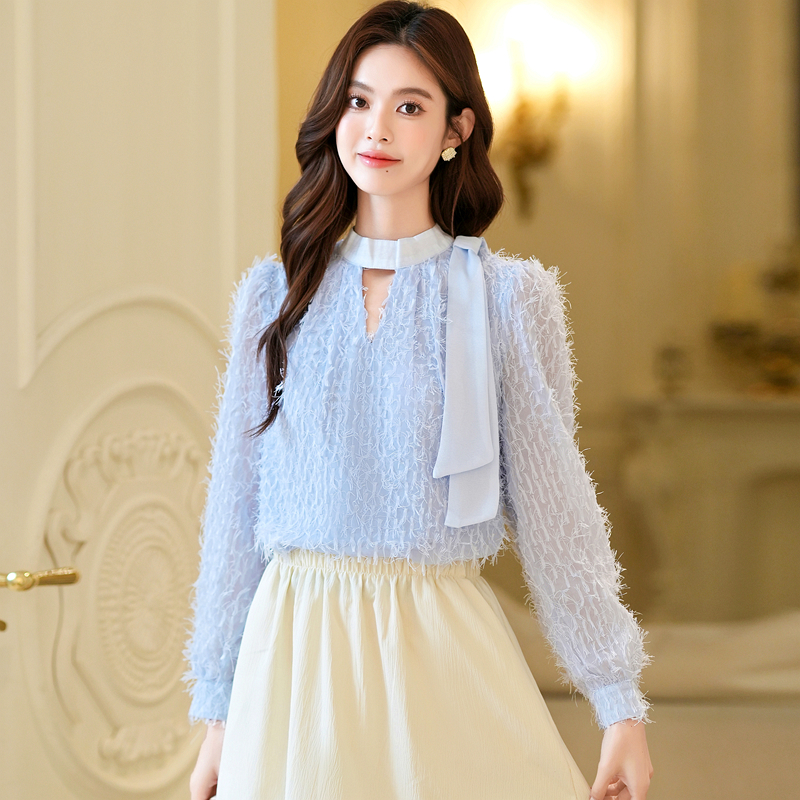 Niche autumn temperament tops long sleeve frenum shirt