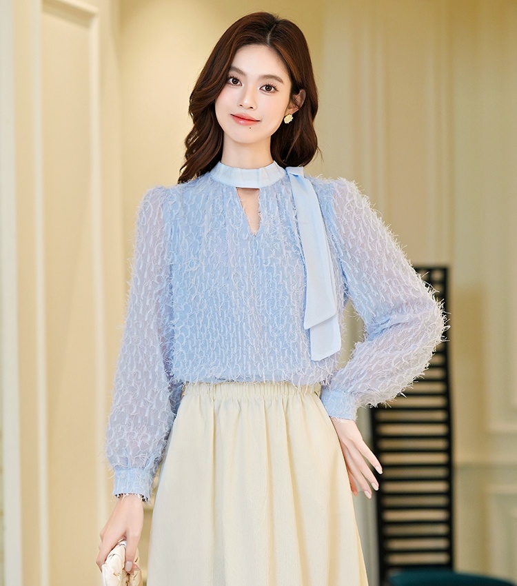 Niche autumn temperament tops long sleeve frenum shirt