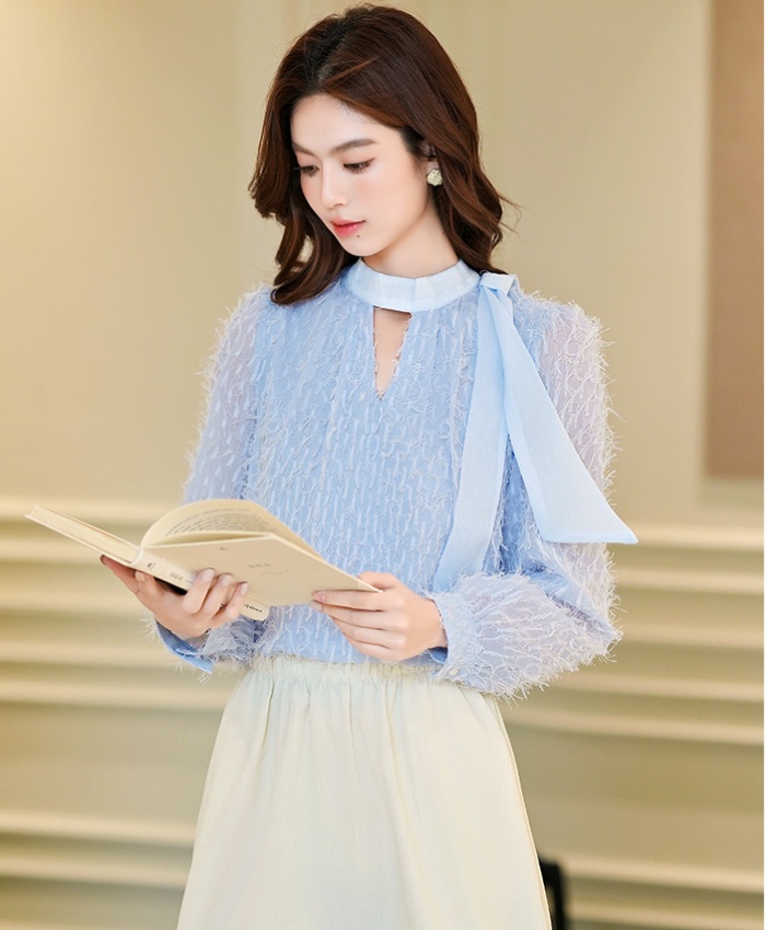 Niche autumn temperament tops long sleeve frenum shirt