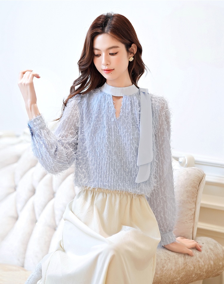 Niche autumn temperament tops long sleeve frenum shirt