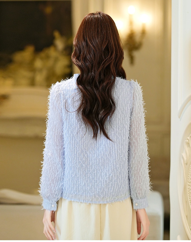Niche autumn temperament tops long sleeve frenum shirt