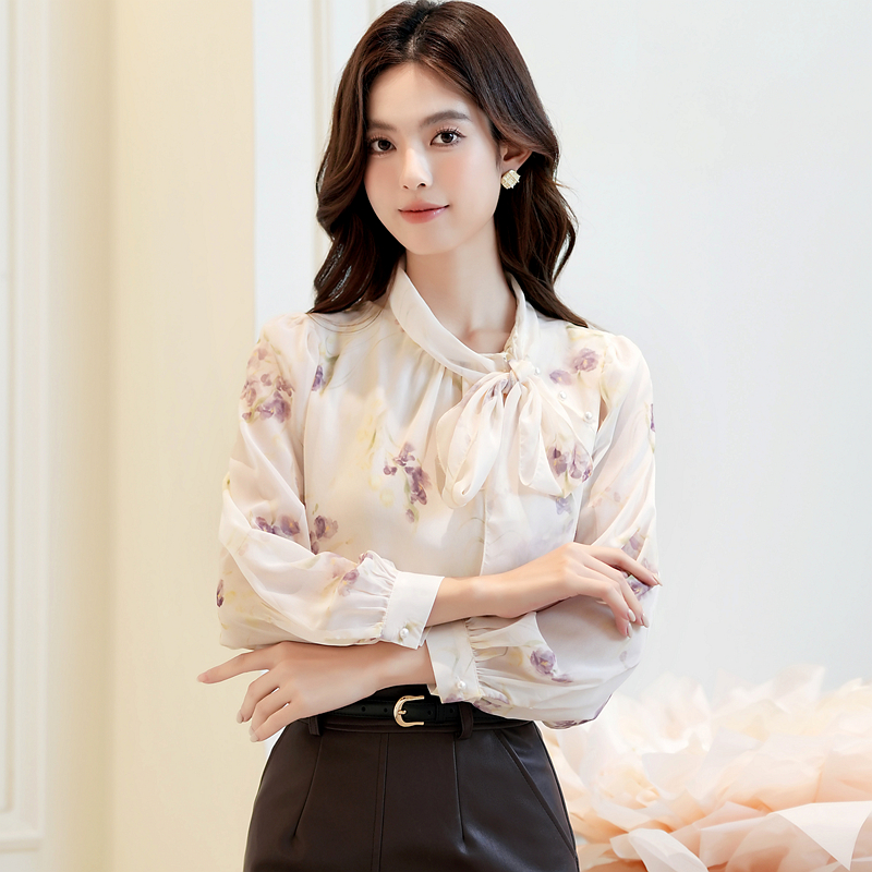 Chiffon temperament shirt France style tops for women