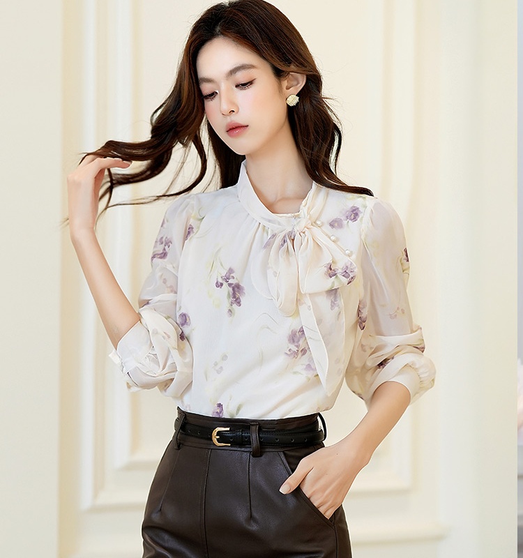Chiffon temperament shirt France style tops for women