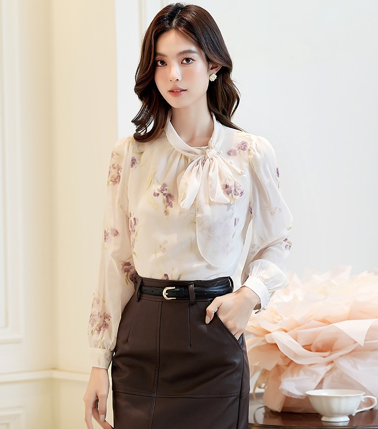 Chiffon temperament shirt France style tops for women