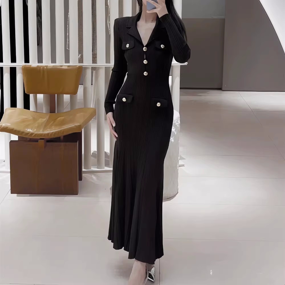 European style fashion long dress chanelstyle dress