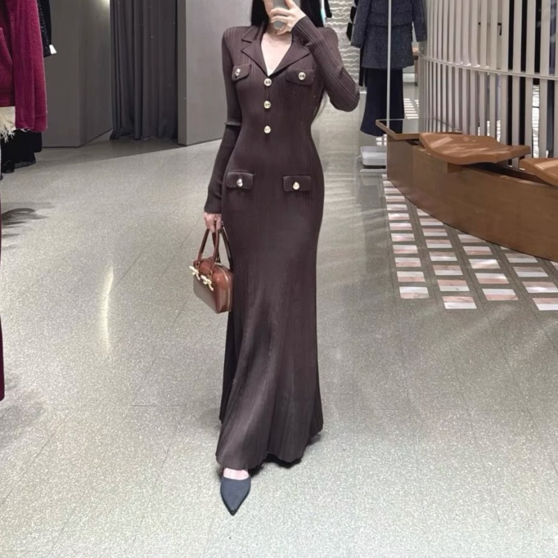 European style fashion long dress chanelstyle dress