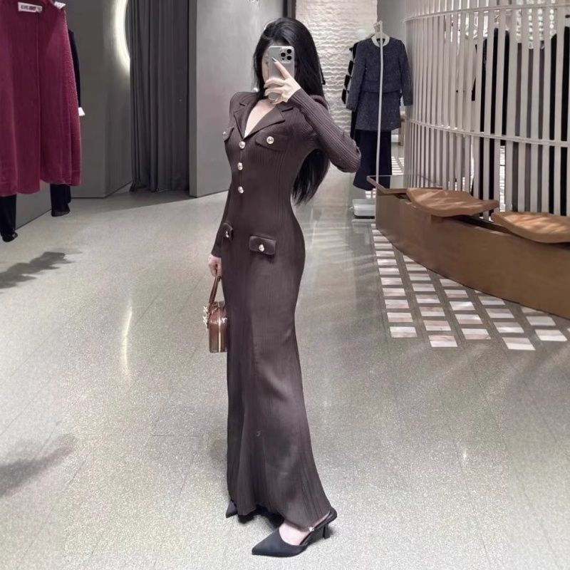 European style fashion long dress chanelstyle dress