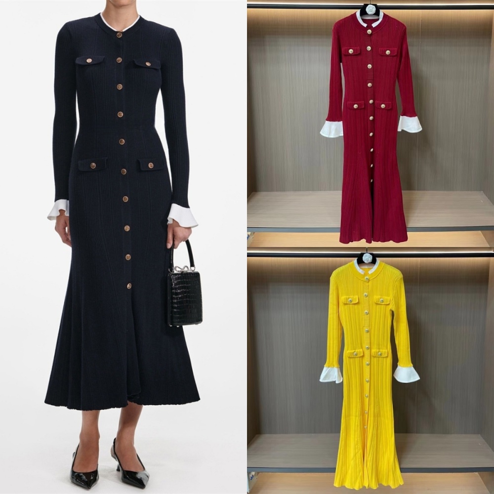 European style dress cstand collar long dress