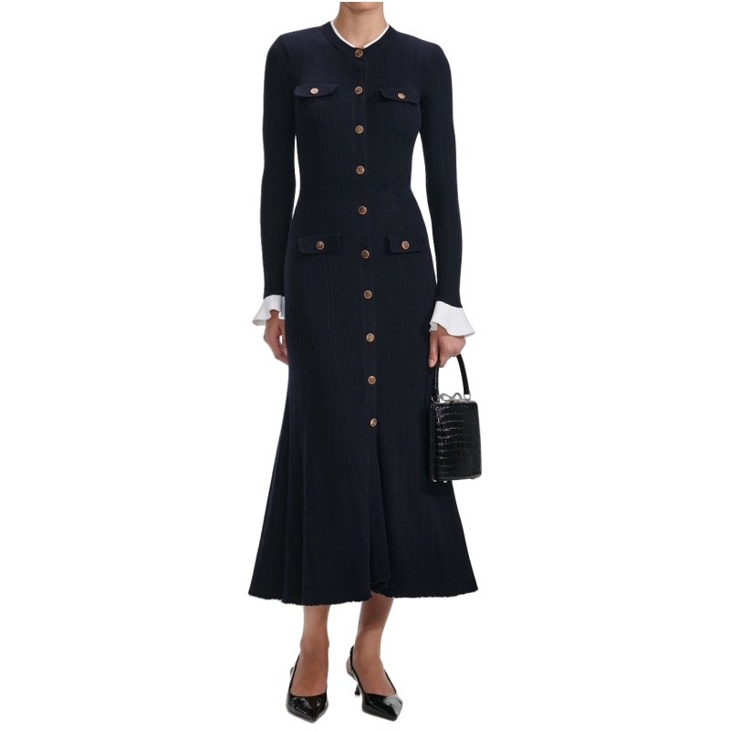 European style dress cstand collar long dress