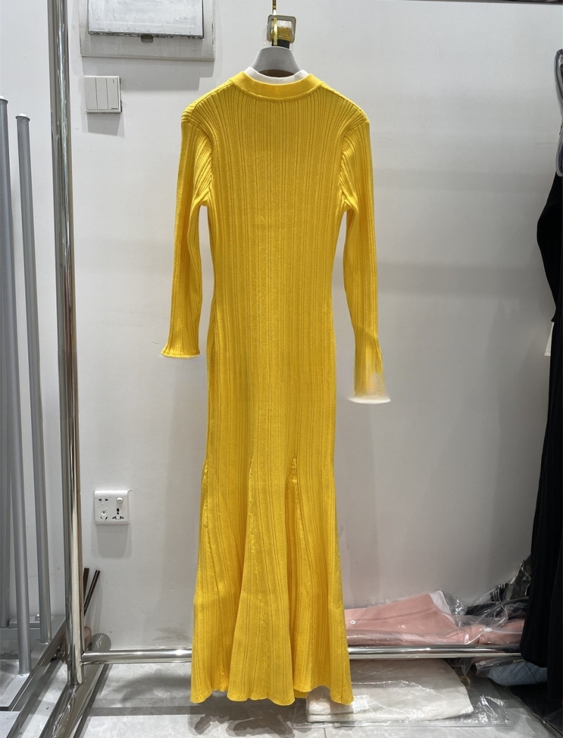 European style dress cstand collar long dress