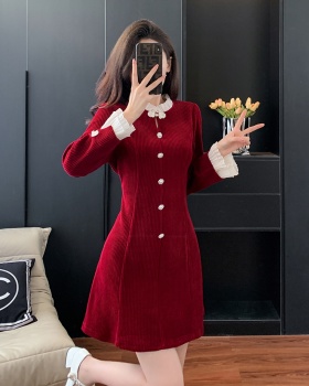 Slim splice sweet trumpet sleeves bottoming dress