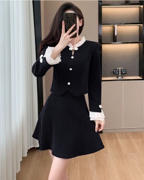 Fashion temperament short skirt corduroy jacket 2pcs set