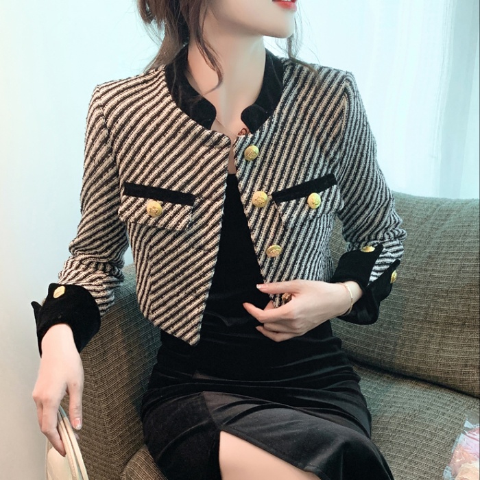 Stripe autumn and winter ladies fashion chanelstyle jacket
