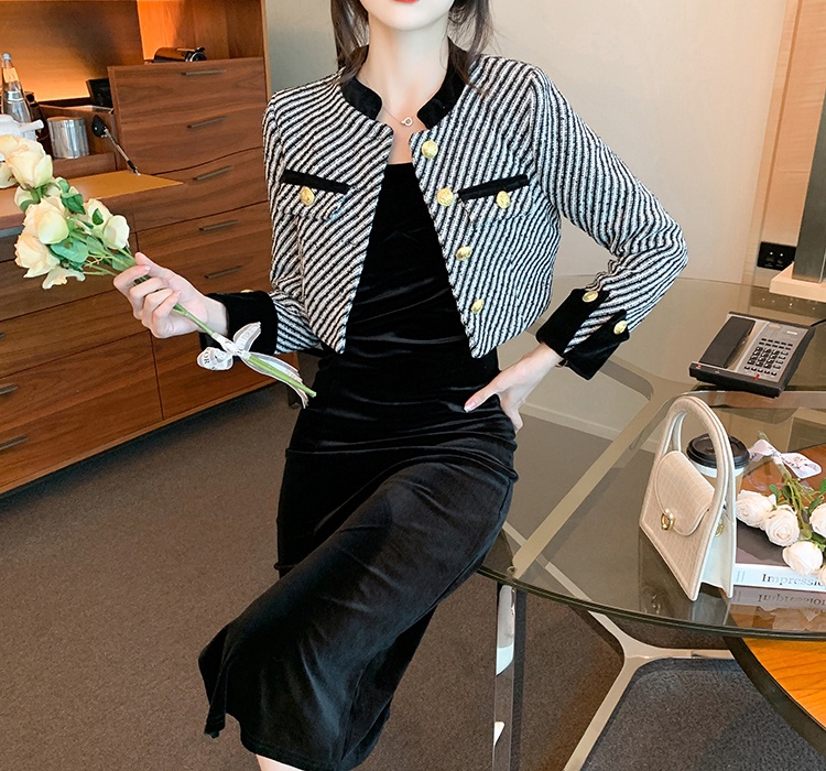 Stripe autumn and winter ladies fashion chanelstyle jacket