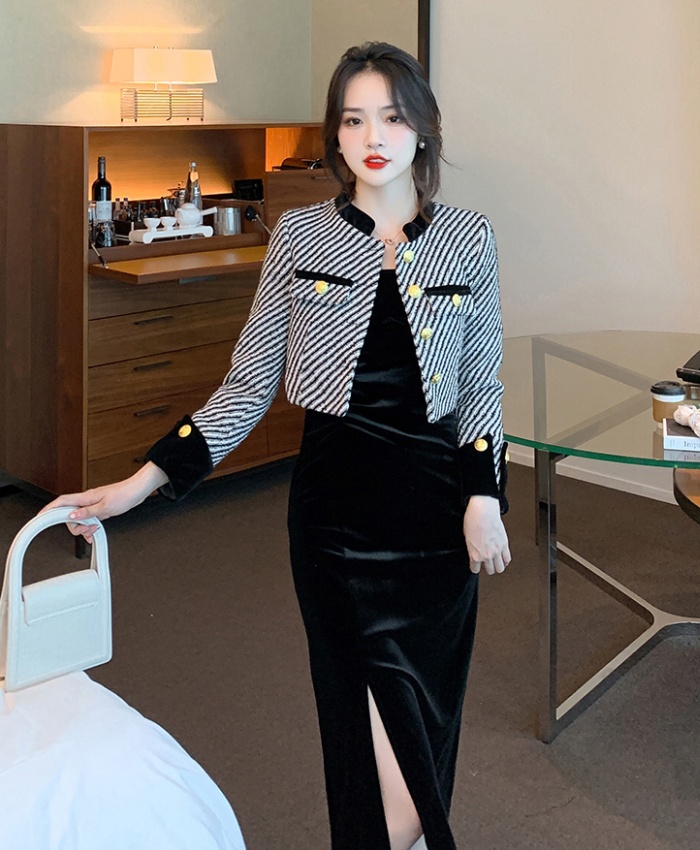 Stripe autumn and winter ladies fashion chanelstyle jacket