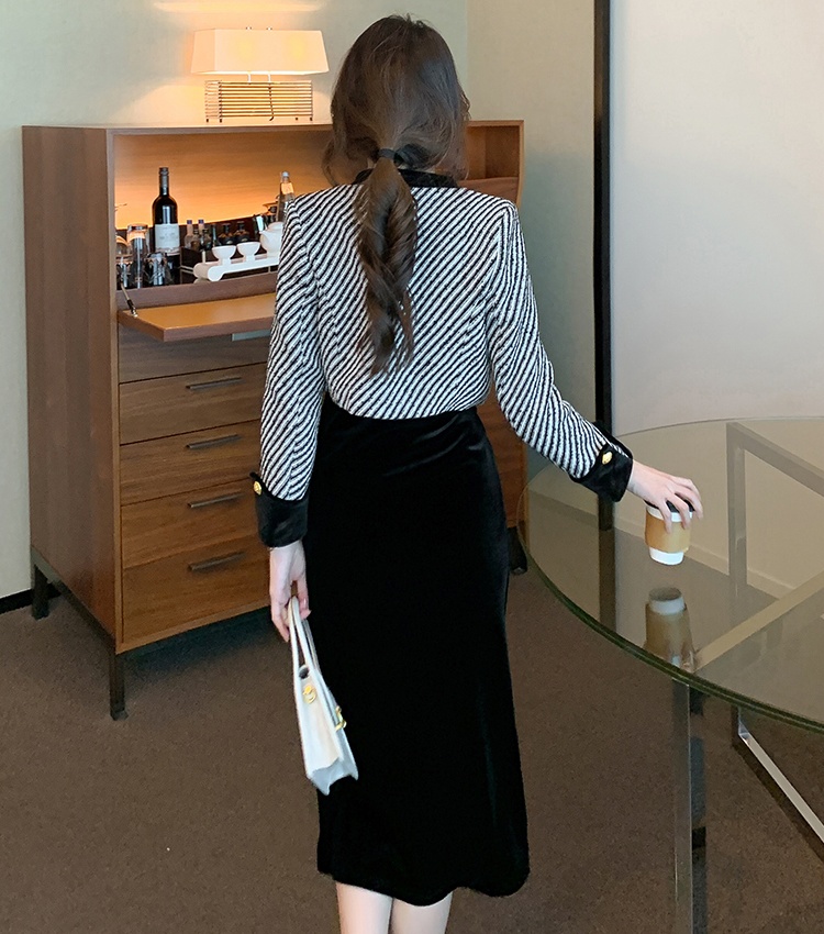 Slim sling dress chanelstyle jacket 2pcs set