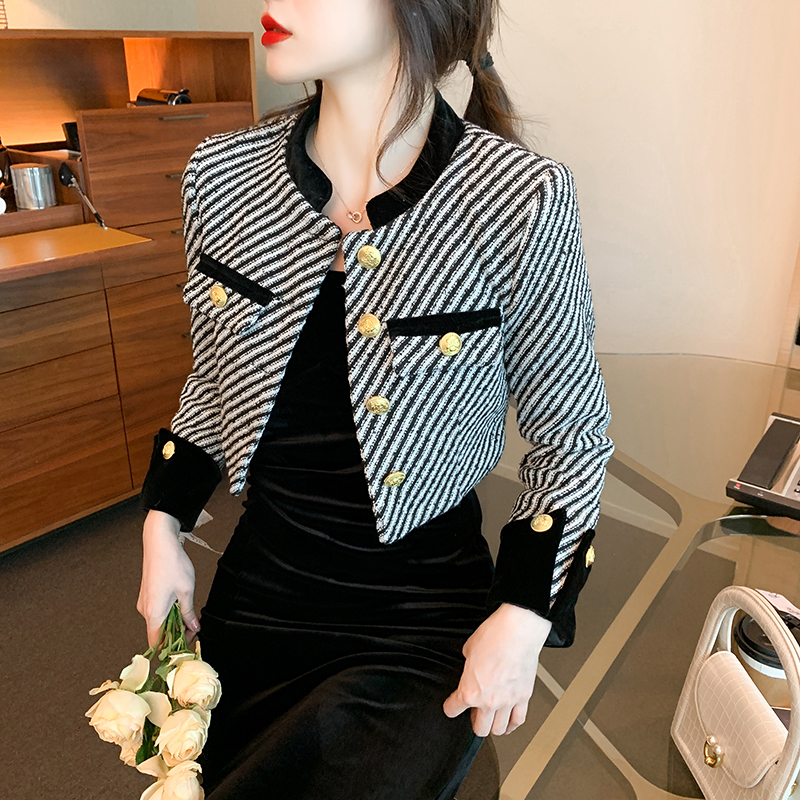 Slim sling dress chanelstyle jacket 2pcs set