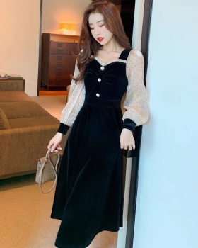 Casual slim long big skirt autumn and winter tender dress