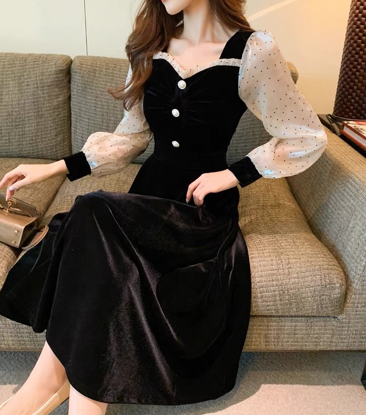 Casual slim long big skirt autumn and winter tender dress