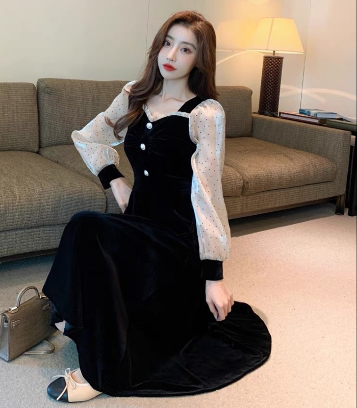 Casual slim long big skirt autumn and winter tender dress