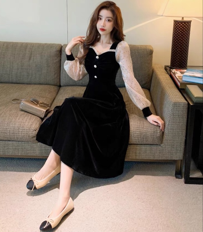 Casual slim long big skirt autumn and winter tender dress