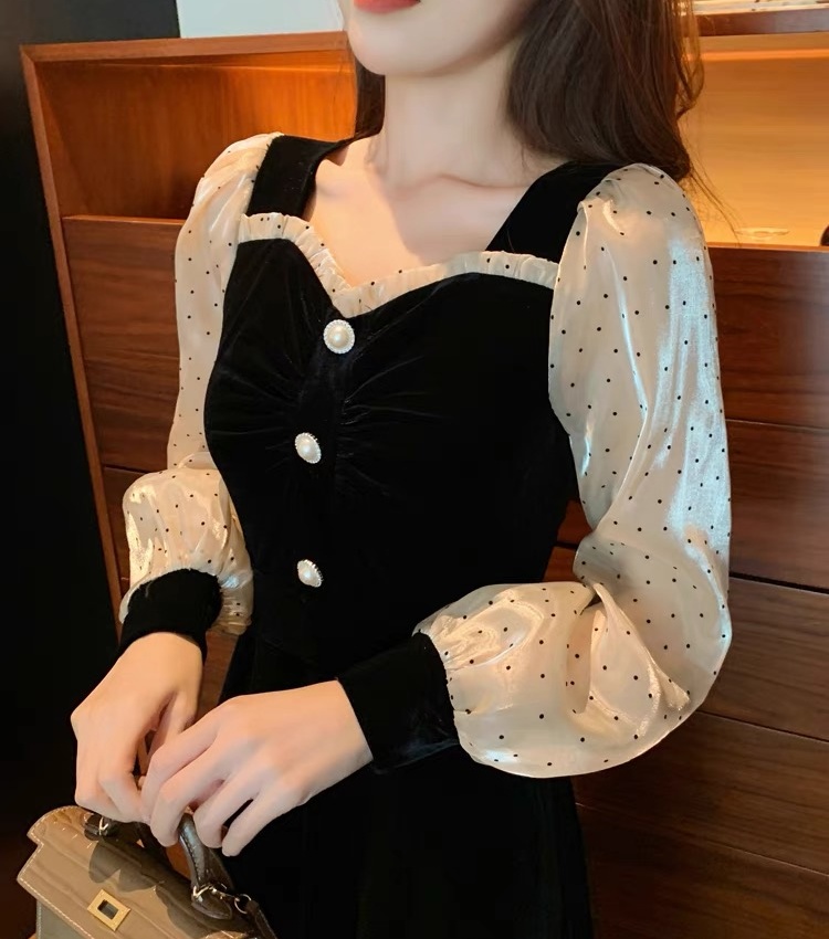 Casual slim long big skirt autumn and winter tender dress