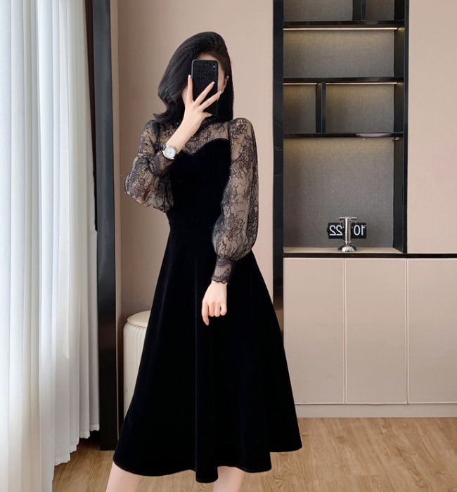 Temperament light luxury splice dress