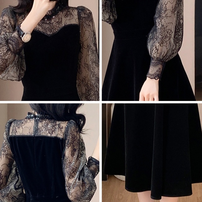 Temperament light luxury splice dress