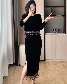 Autumn and winter European style tops fashion skirt 2pcs set