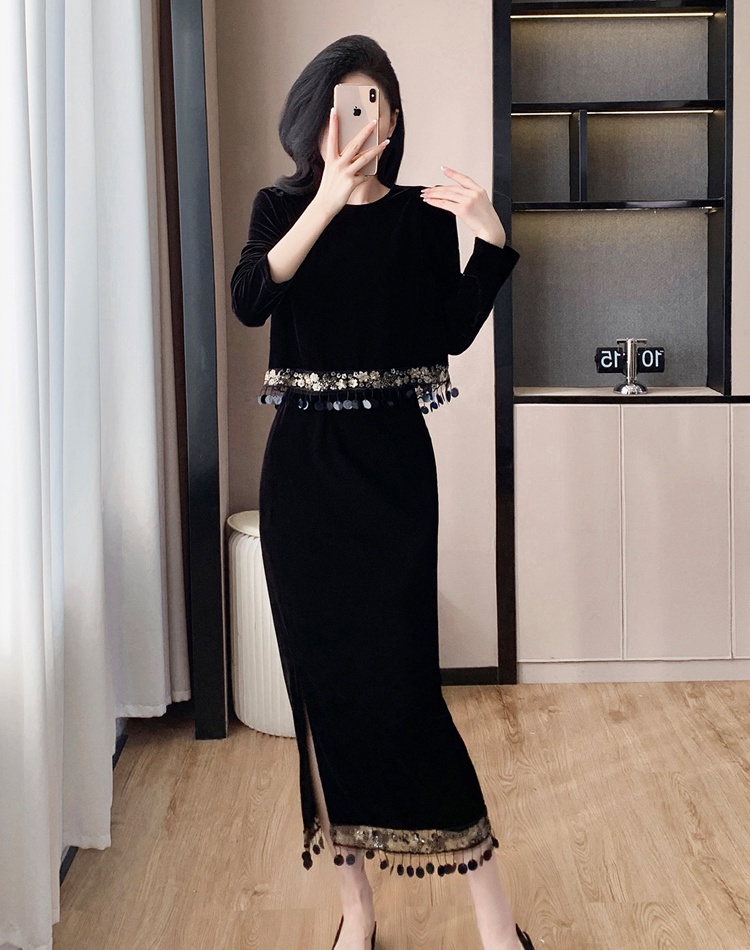 Autumn and winter European style tops fashion skirt 2pcs set