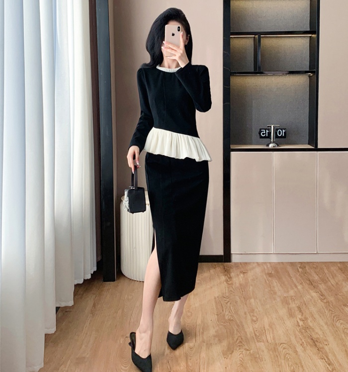 France style ladies tops autumn skirt 2pcs set