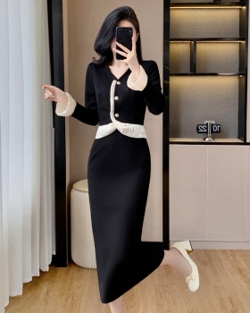 Temperament autumn and winter skirt V-neck chanelstyle tops a set