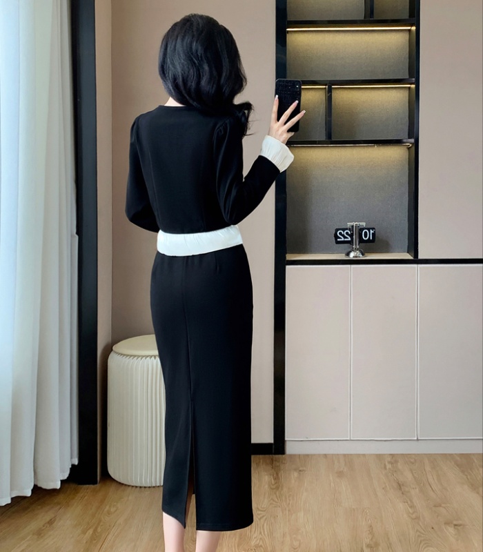 Temperament autumn and winter skirt V-neck chanelstyle tops a set
