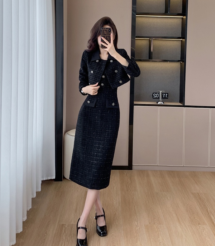 Chanelstyle fashion dress woolen jacket 2pcs set