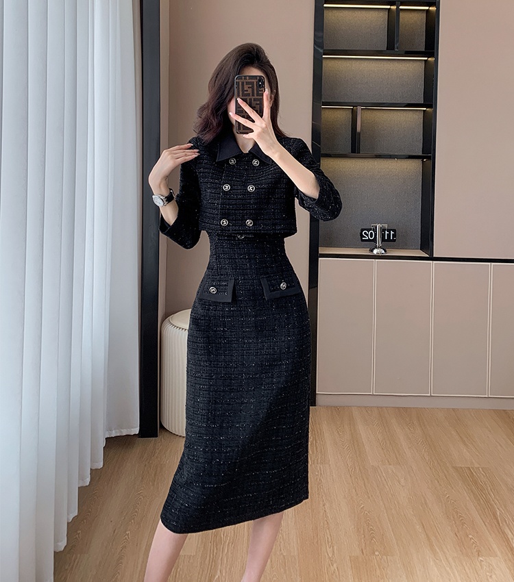 Chanelstyle fashion dress woolen jacket 2pcs set